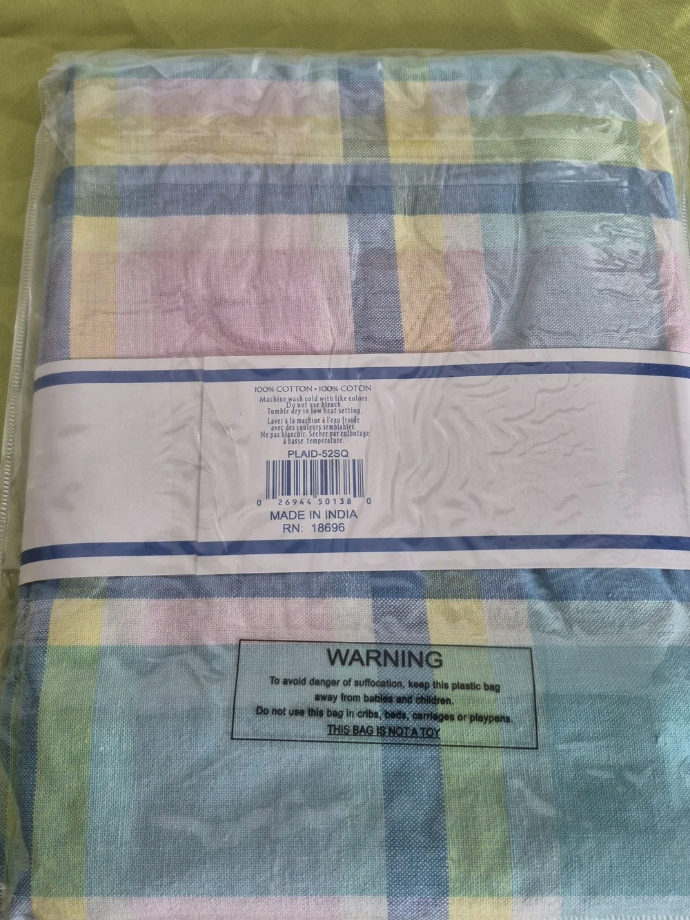 Pastel Plaid Cotton Tablecloth - Pastel Multi
